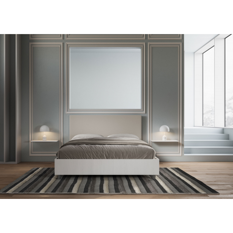 Letto Matrimoniale 160x190 cm struttura bianco frassino testata Level