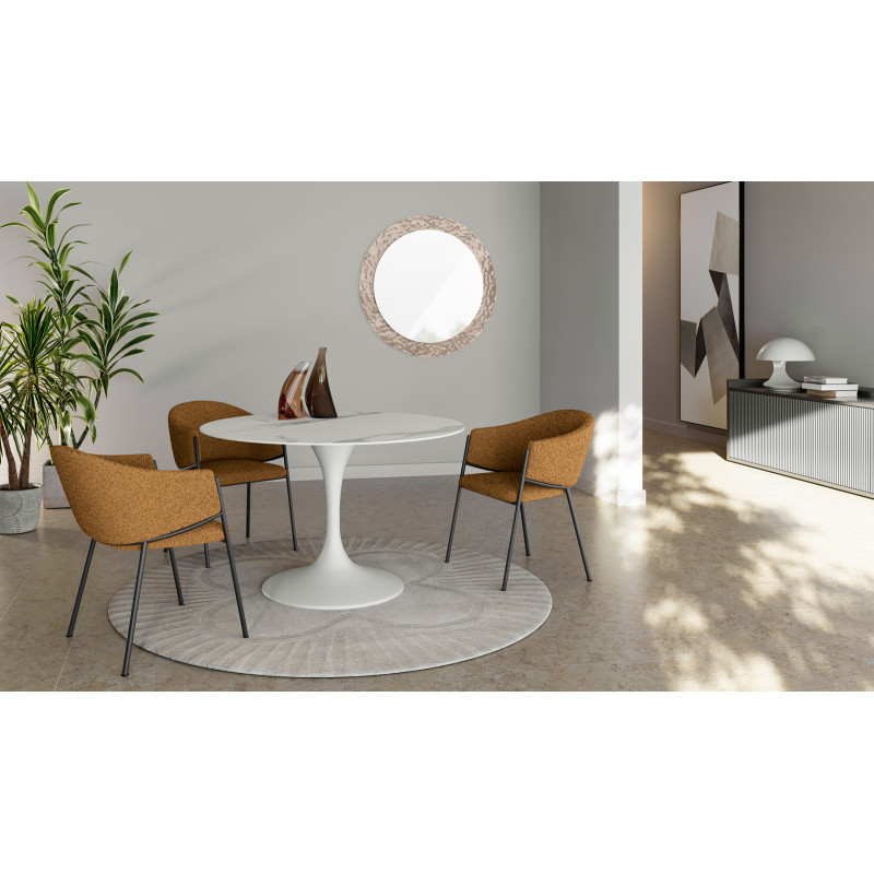 Tavolo fisso con top in ceramica Base in metallo verniciato Side 120cm X 120cm H 76cm Stones