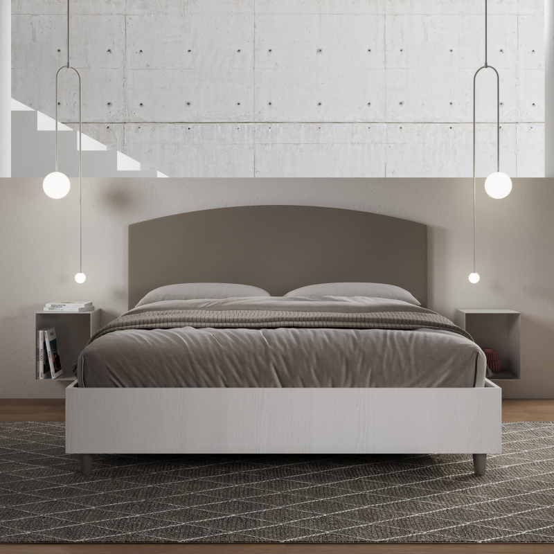 Letto Matrimoniale 160x190 cm struttura bianco frassino testata Antilia