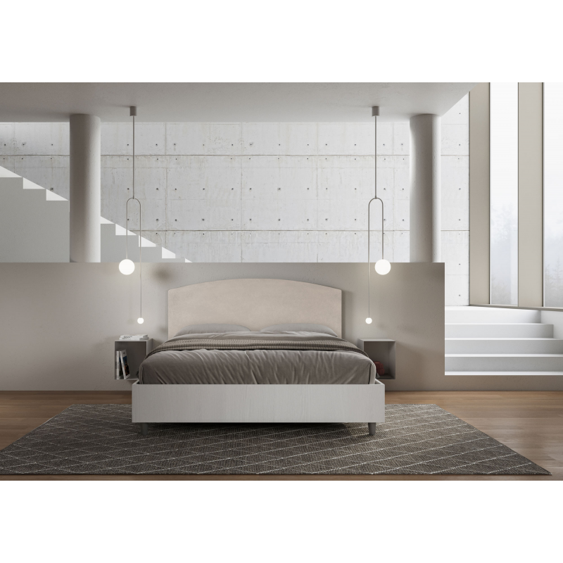 Letto Matrimoniale 160x190 cm struttura bianco frassino testata Antilia
