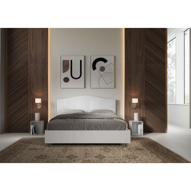 Letto Matrimoniale 160x190 cm struttura bianco frassino testata Grace