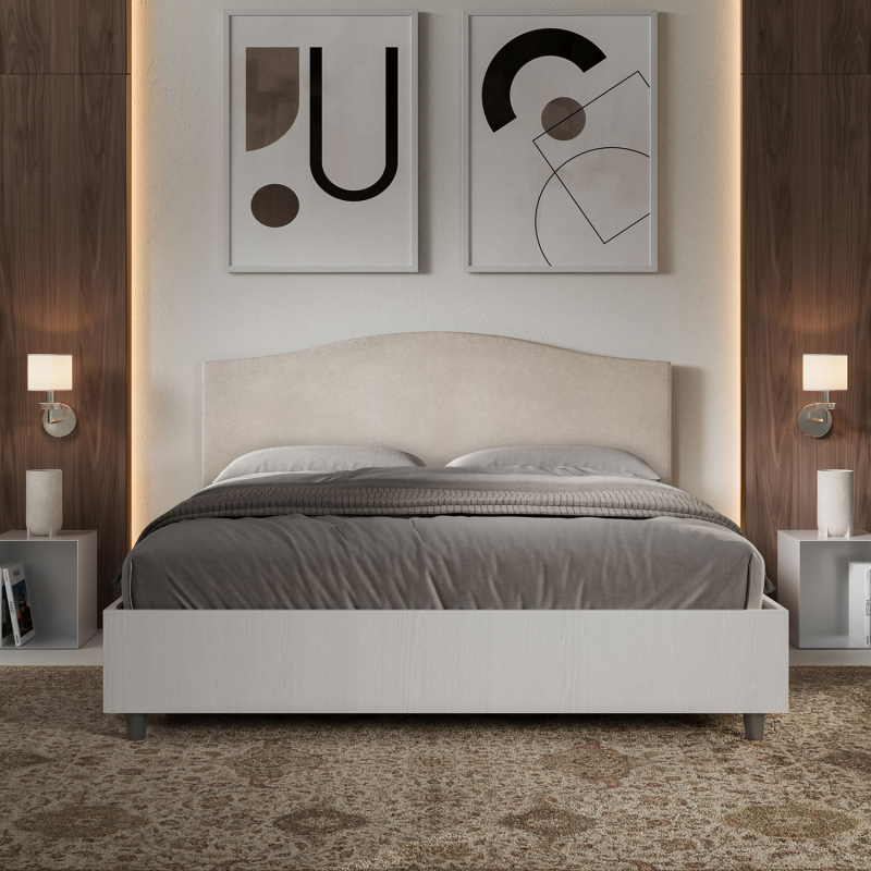 Letto Matrimoniale 160x190 cm struttura bianco frassino testata Grace