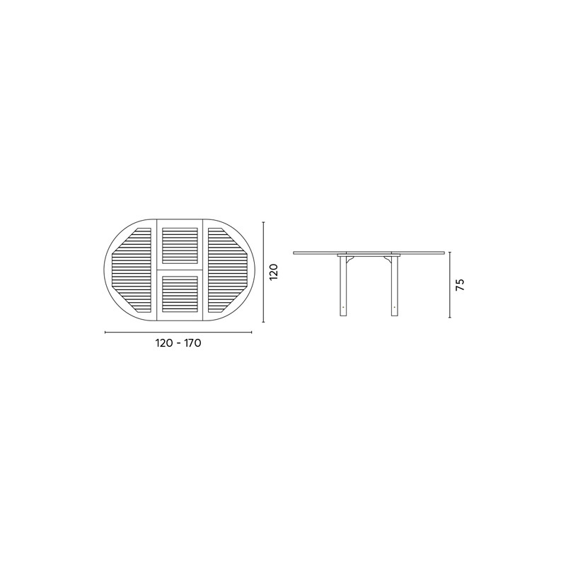 Tavolo Moia Capraia tondo estensibile legno teak 170cm giardino