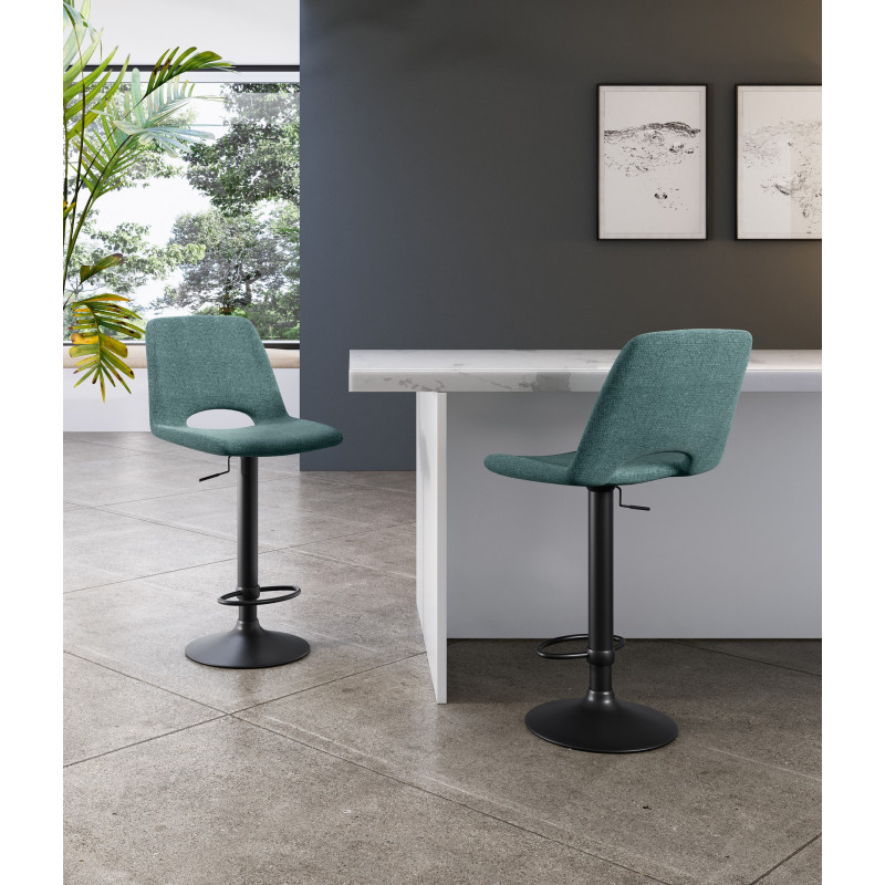 Set di 2 Sgabelli con alzata a GAS rivestito in tessuto easy-clean Gambe metallo verniciato Alex 45cm X 52cm H 88,5/103,5cm Ston