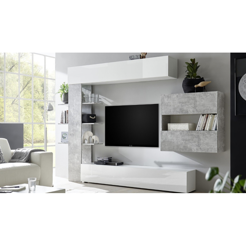 Parete attrezzata libreria Astrakat colore beton