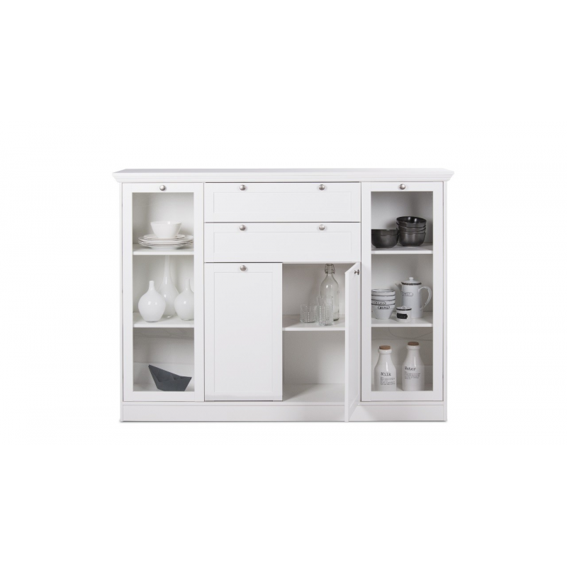 Credenza Landwood 53 bianca con vetrina