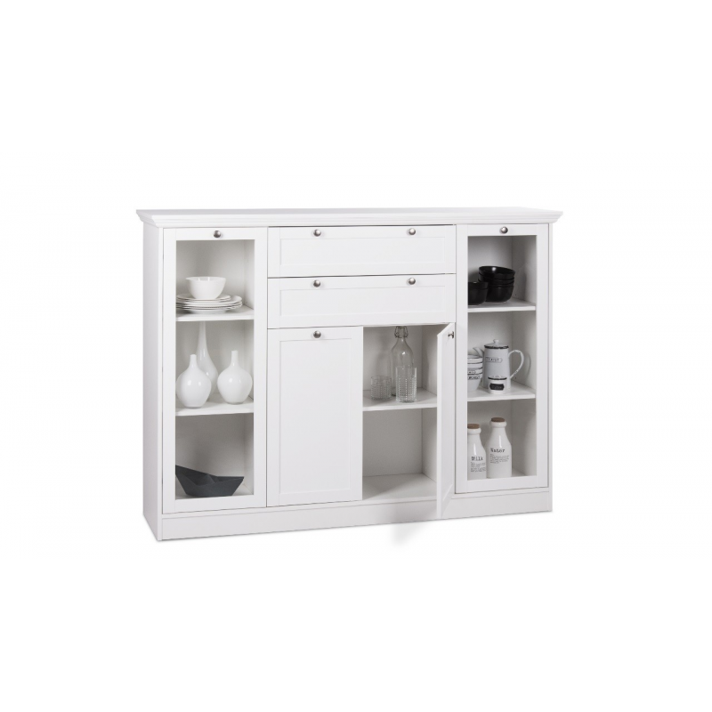 Credenza Landwood 53 bianca con vetrina