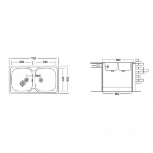 Zoom Lavello 79x50 Classic 170 incasso doppia vasca