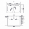 Lavello appoggio 80x50 50 series 2 vasche n214