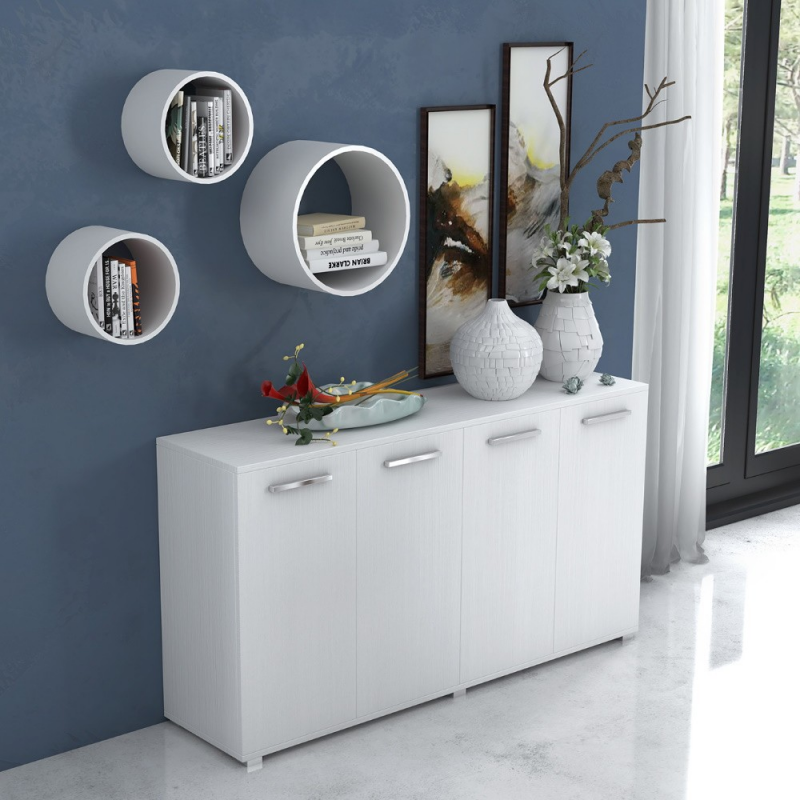 Multiuso Viareggio 180 cm 4 ante Bianco frassinato
