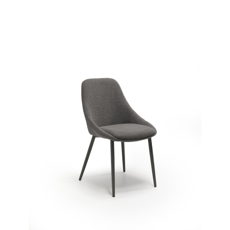 Set di 4 Sedie in tessuto easy-clean Gambe in metallo verniciato Kira 51cm X 59cm H 85cm Stones