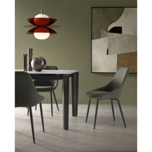 Zoom Set di 4 Sedie in tessuto easy-clean Gambe in metallo verniciato Kira 51cm X 59cm H 85cm Stones