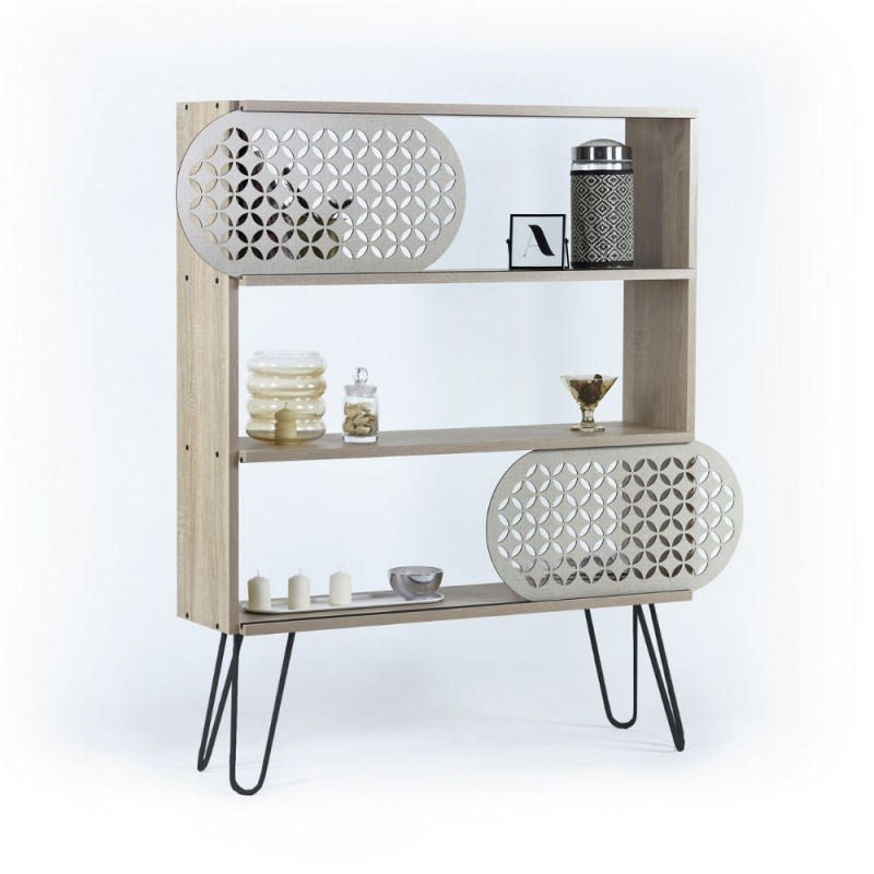 Libreria 3 ripiani Illia rovere nero 94x25x117