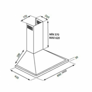 Zoom Cappa a piramide 60 cm Eolo 60 nera Samet