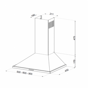 Zoom Cappa a piramide 90 cm Eolo 90 nera Samet