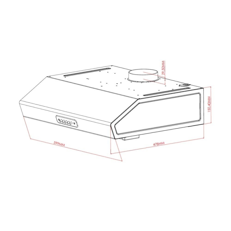 Gruppo cappa sottopensile potenza aspirante 280 m3/h Tornado 60 inox Samet