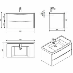 Zoom Mobile bagno sospeso Lesina bianco lucido 90x48x55