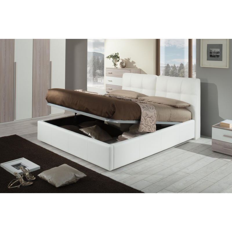 Letto matrimoniale con contenitore Melia bianco