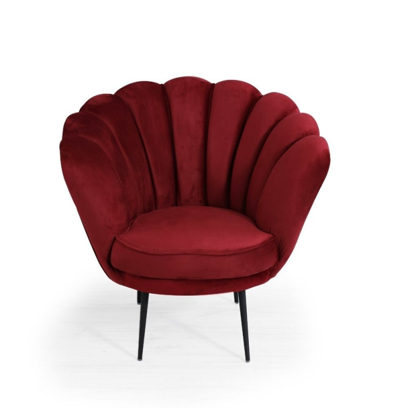 Poltrona a conchiglia Orel in velluto rosso