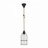 Lampada a sospensione Halat ASZ0549 in metallo nero e corda