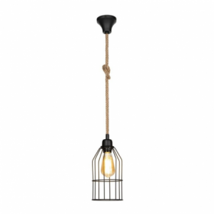 Zoom Lampada a sospensione Halat ASZ0549 in metallo nero e corda