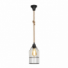Lampada a sospensione Halat ASZ0549 in metallo nero e corda
