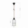 Lampada a sospensione Halat ASZ0549 in metallo nero e corda