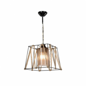 Zoom Lampada a sospensione Likya ASZ0990 in metallo nero e corda