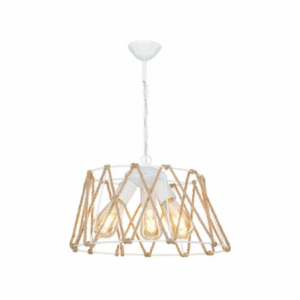 Zoom Lampada a sospensione Evren ASZ1030 3 luci metallo bianco e corda