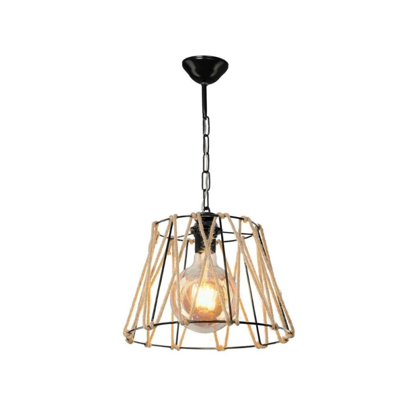 Lampada a sospensione Evren ASZ0881 metallo nero e corda