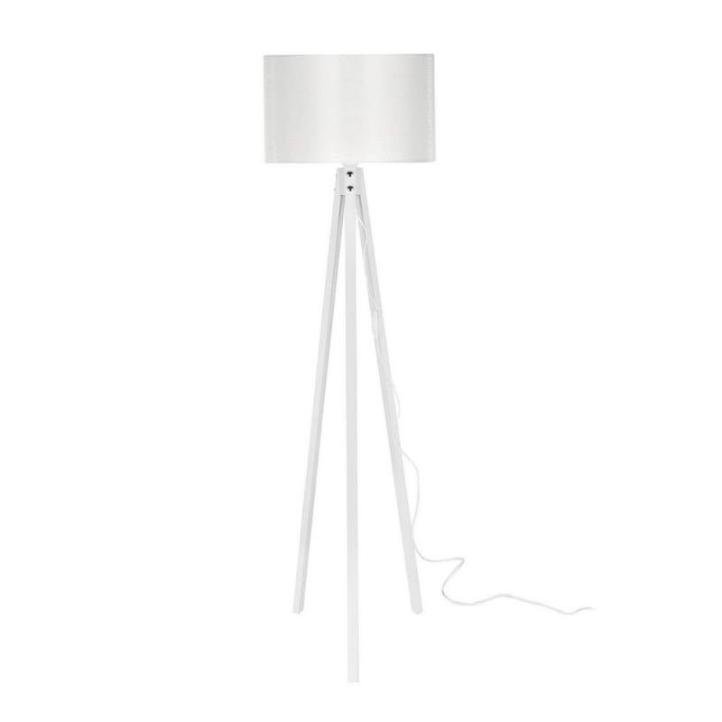 Lampada da terra Rodi ASZ1233 treppiede legno e paralume tessuto bianco