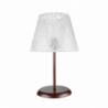 Lampada da tavolo Elva MNG3065 in metallo e paralume tessuto ricamo