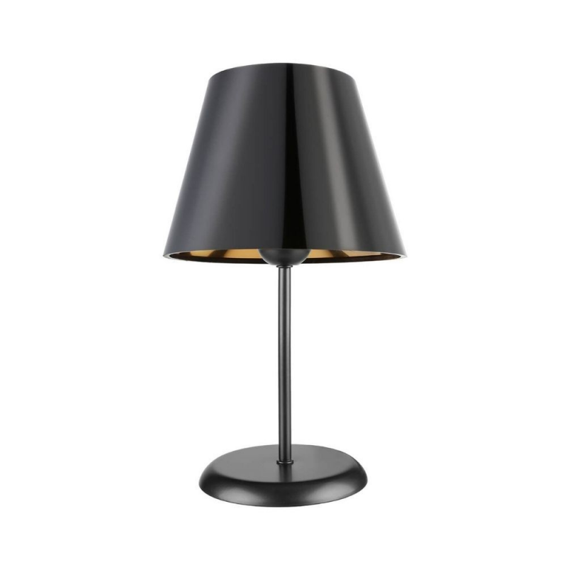 Lampada da tavolo Verda ASZ1212 in metallo e paralume tessuto nero