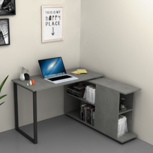 Zoom Scrivania con libreria Oslo cemento 120x60 cm.