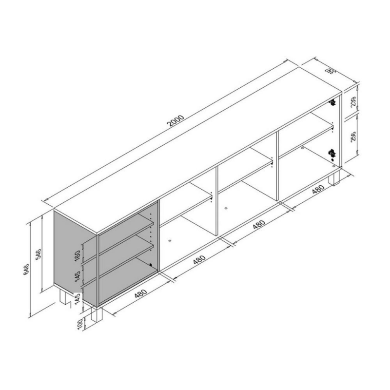 Madia Menorca 57A 3 ante bianco rovere 200x35x64,5