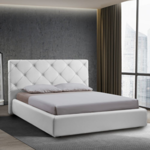 Letto matrimoniale contenitore Kassandra testiera capitonnè ecopelle bianco