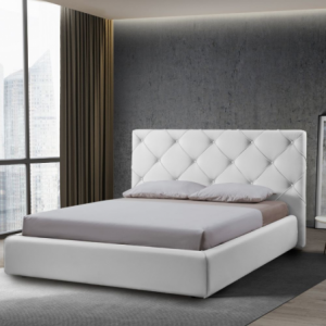 Zoom Letto matrimoniale contenitore Kassandra testiera capitonnè ecopelle bianco