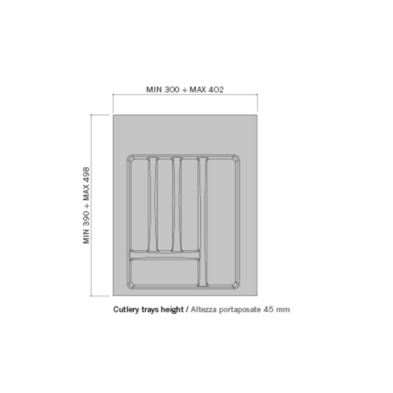 Portaposate 8102N 5 scomparti per cassetto da 40 o 45 cm
