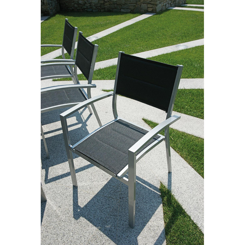 Set 2 Sedie Amalfi Moia alluminio textilene nero esterno