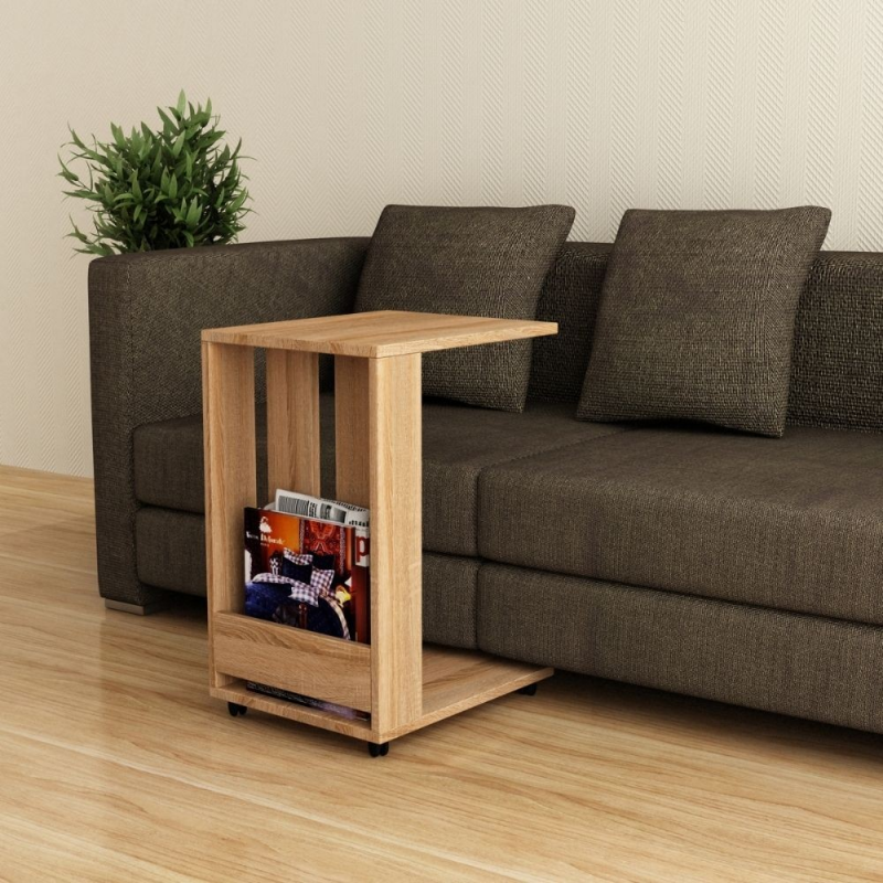 Tavolino da divano Edi porta pc e riviste rovere oak