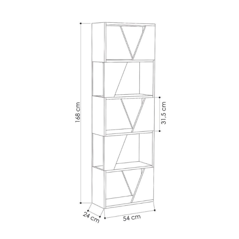 Libreria Frame antracite 5 ripiani 54x168
