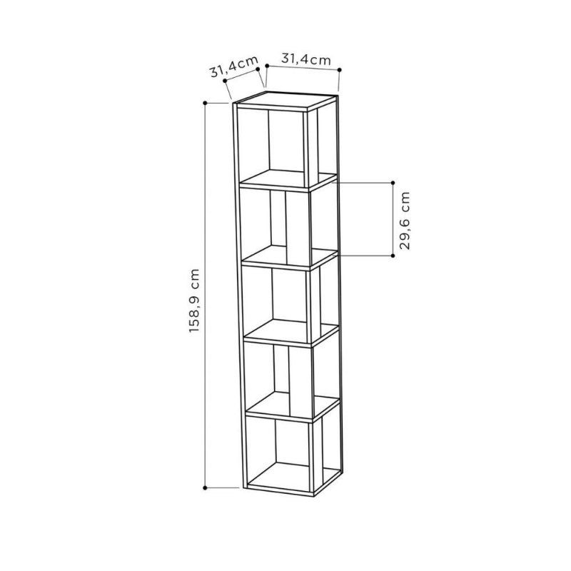Libreria angolare Piano antracite 5 ripiani 31,4x31,4x158,9