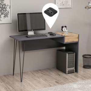Zoom Scrivania Candy antracite noce porte usb 121x45