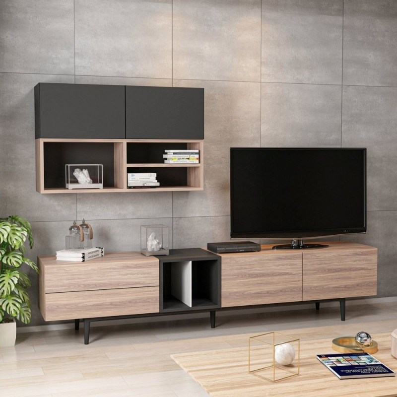 Parete attrezzata Diany 195 rovere antracite