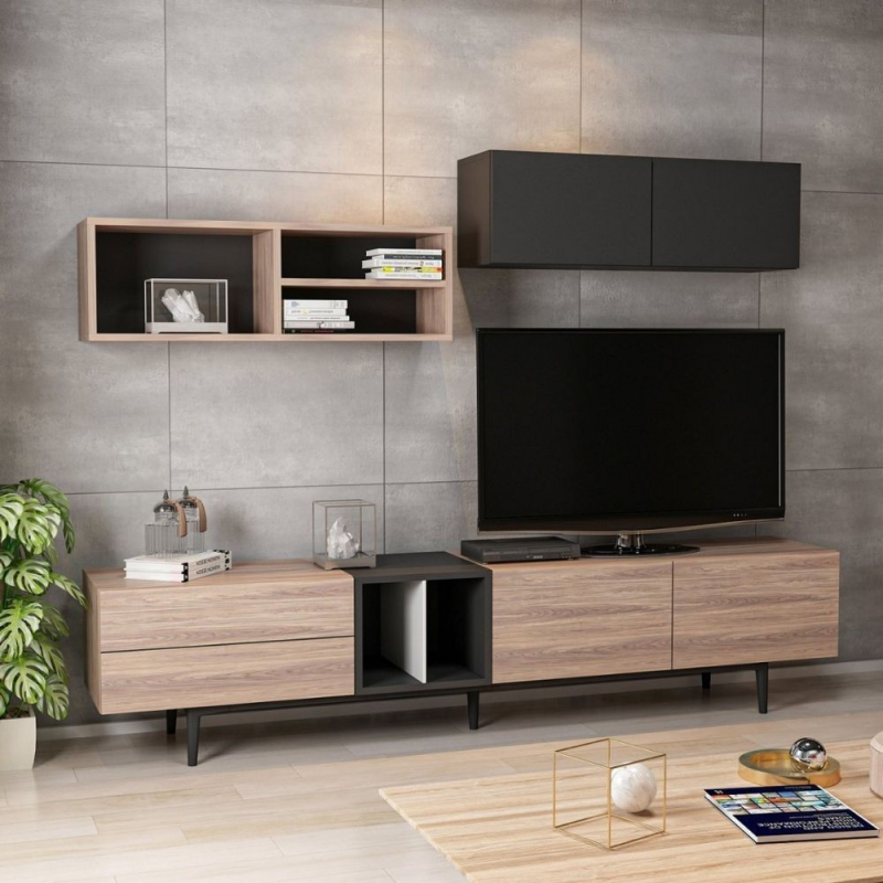 Parete attrezzata Diany 195 rovere antracite