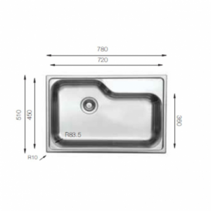 Zoom Samet Lavello da cucina DXT780 monovasca 78x51