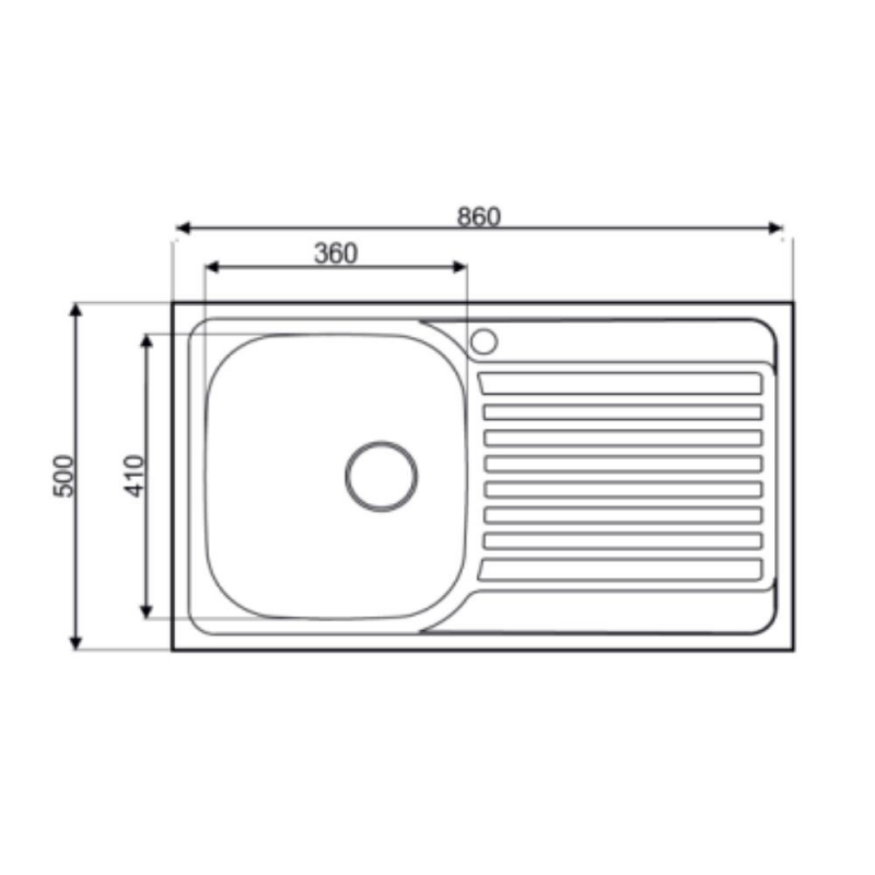 Lavello incasso cucina MP861VDX acciaio 86x50 cm una vasca e gocciolatoio destro