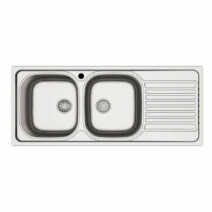 Lavello incasso cucina MP1162DX acciaio116x50 cm due vasche e gocciolatoio destro