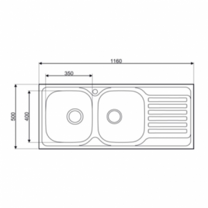 Zoom Lavello incasso cucina MP1162DX acciaio116x50 cm due vasche e gocciolatoio destro