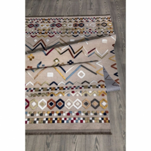Zoom Tappeto antiscivolo Multicolor beige con decori colorati 160x230